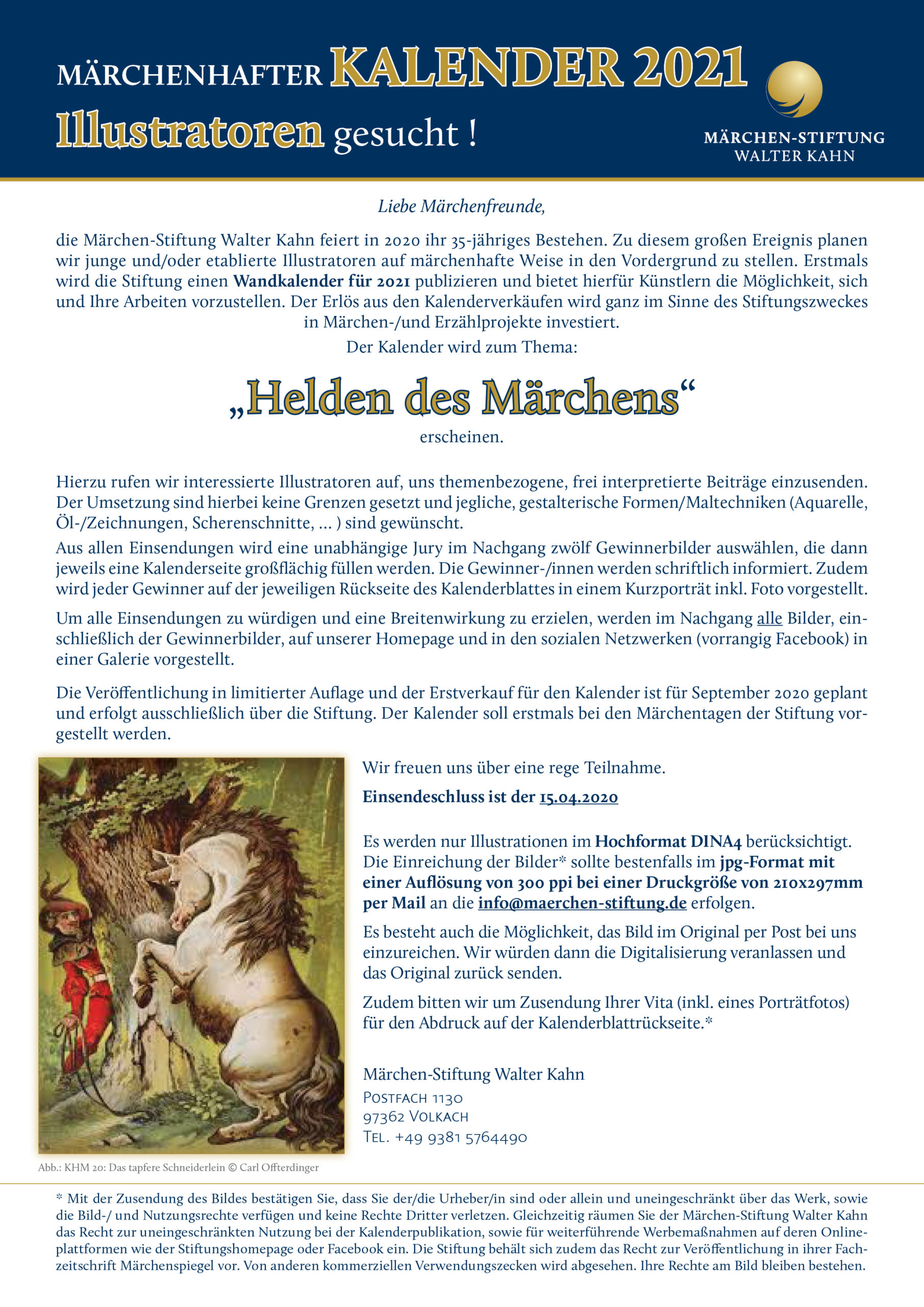 Illustratoren Gesucht Fur Kalender 2021 Marchen Stiftung Walter Kahn